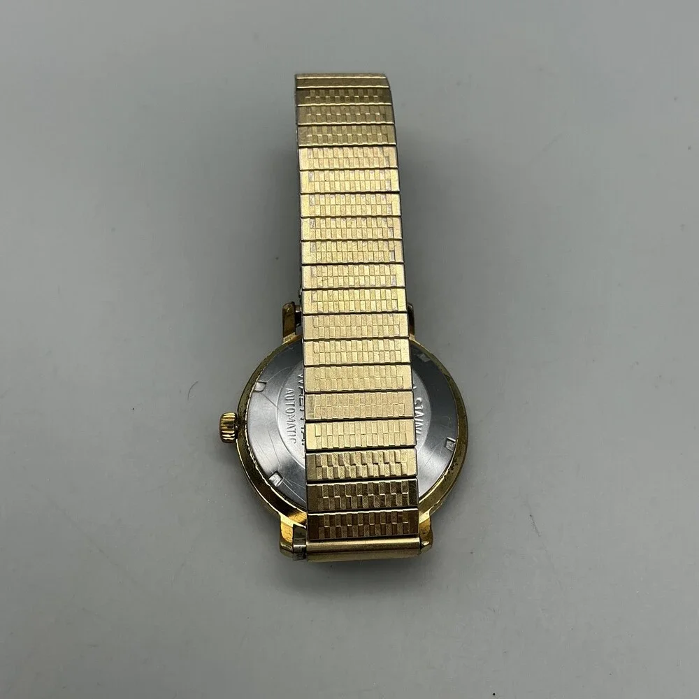 Vintage Waltham Mens Watch 36mm Gold Tone Automatic Date NON WORKING For Parts